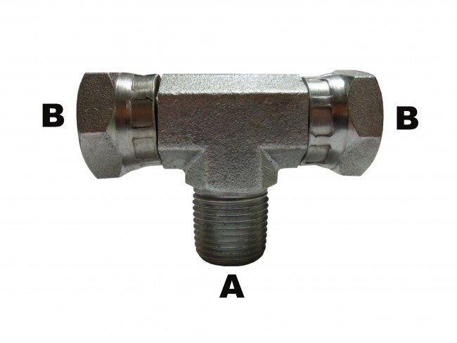 3/8" Male Pipe to 3/8" Female Pipe Swivel Tee