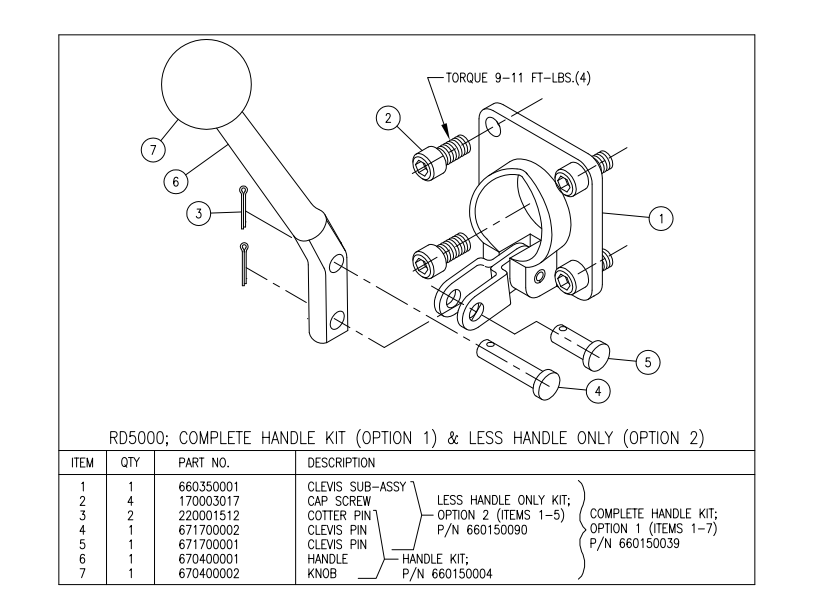 Prince RD Series Handle Kit