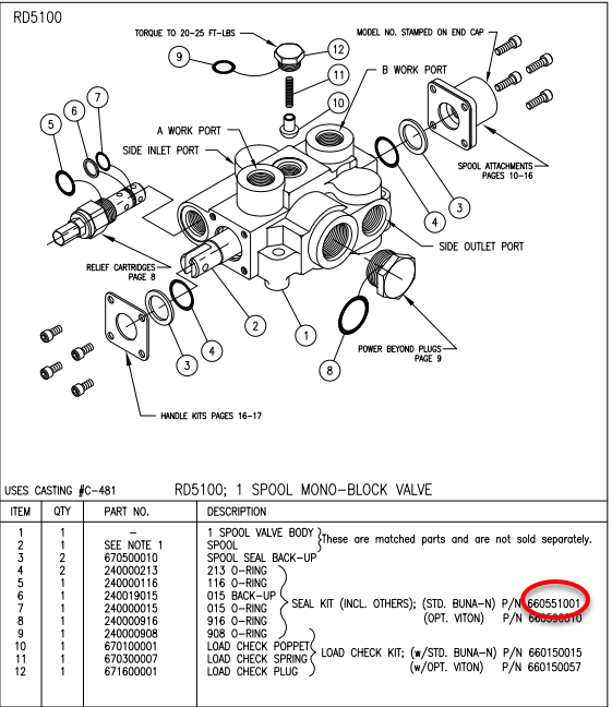 Prince RD5100 Series Seal Kit