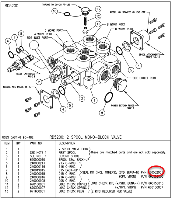 Prince RD5200 Series Seal Kit