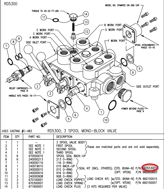 Prince RD5300 Series Seal Kit